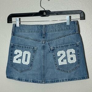 Hollister Size 23  Blue Denim Mini Skort with Numbered Pockets
